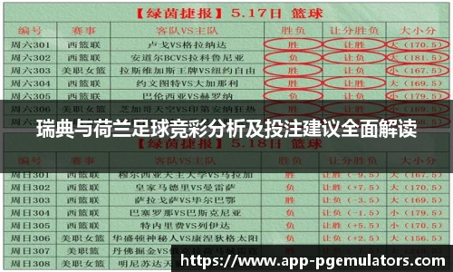 瑞典与荷兰足球竞彩分析及投注建议全面解读